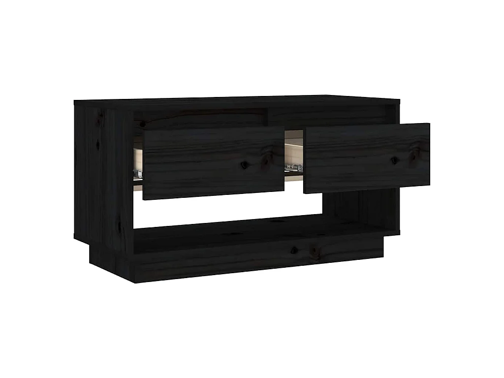 Meuble TV Noir 74x34x40 cm Bois de pin massif