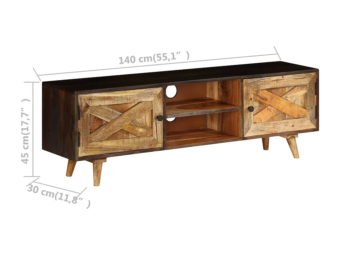 Mobile Porta TV in Legno Massello di Mango 140x30x45 cm