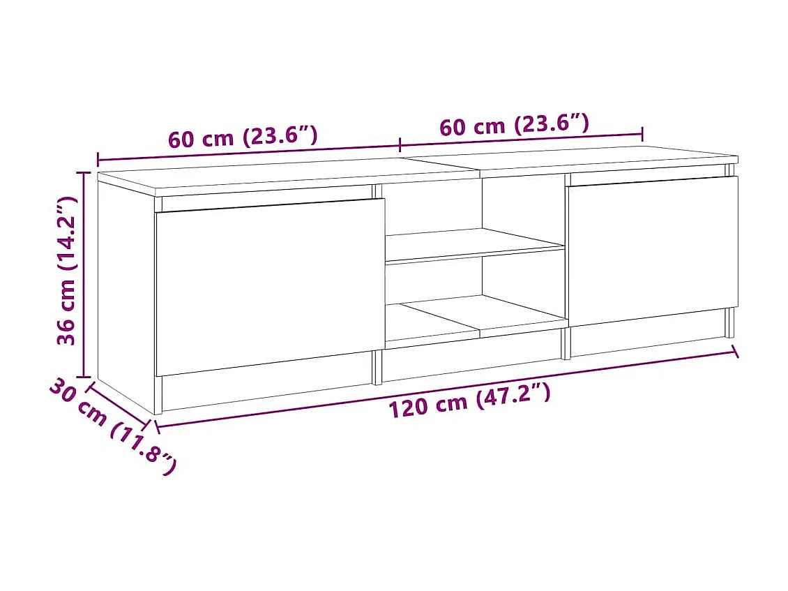 Meuble TV avec lumières LED sonoma gris 120x30x36 cm