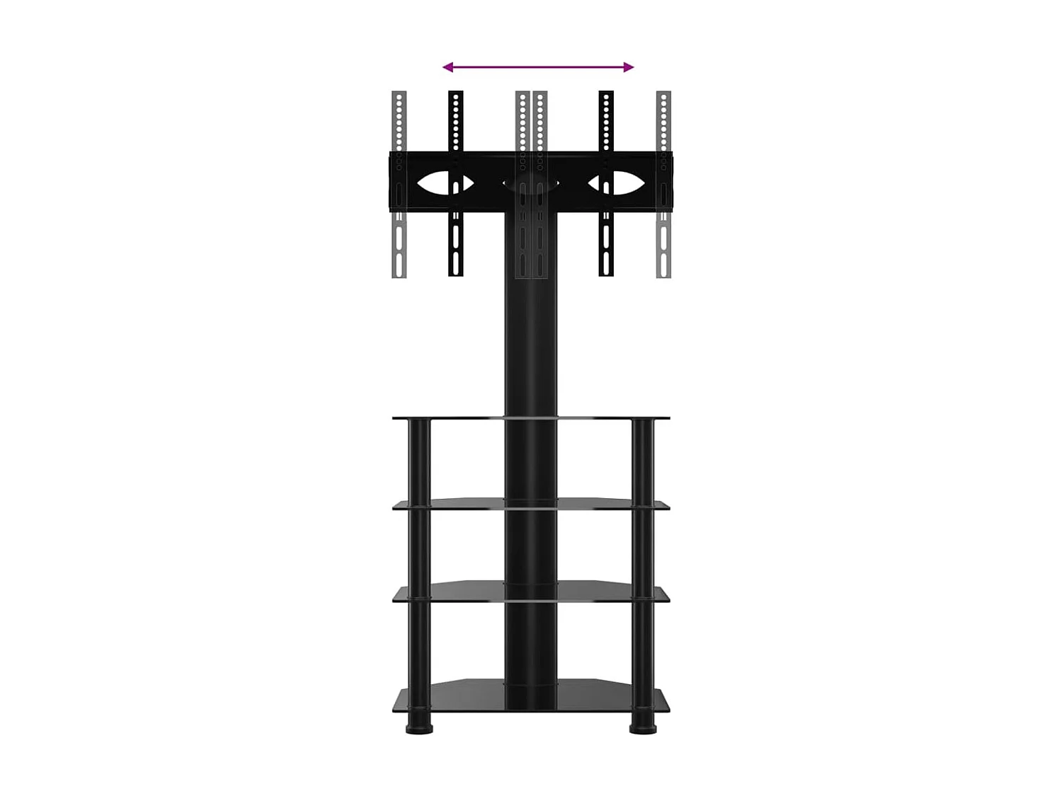 Meuble TV d'angle 4 niveaux pour 32-70 pouces noir