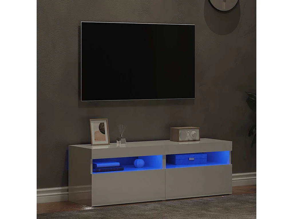 Meubles TV avec lumières LED 2 pcs blanc brillant 60x35x40 cm
