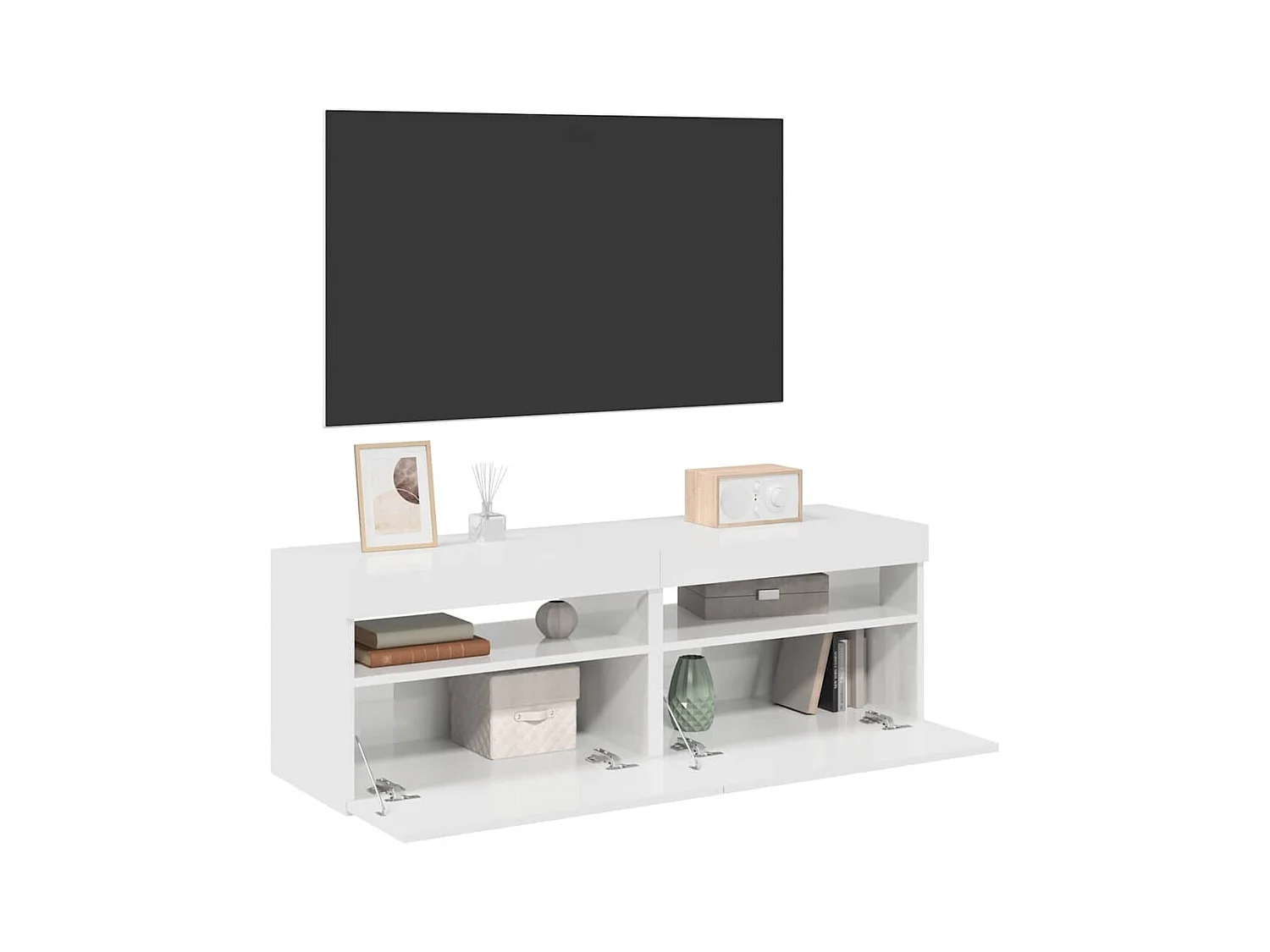Meubles TV avec lumières LED 2 pcs blanc brillant 60x35x40 cm