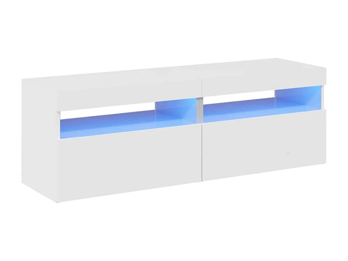 Meubles TV avec lumières LED 2 pcs blanc brillant 60x35x40 cm
