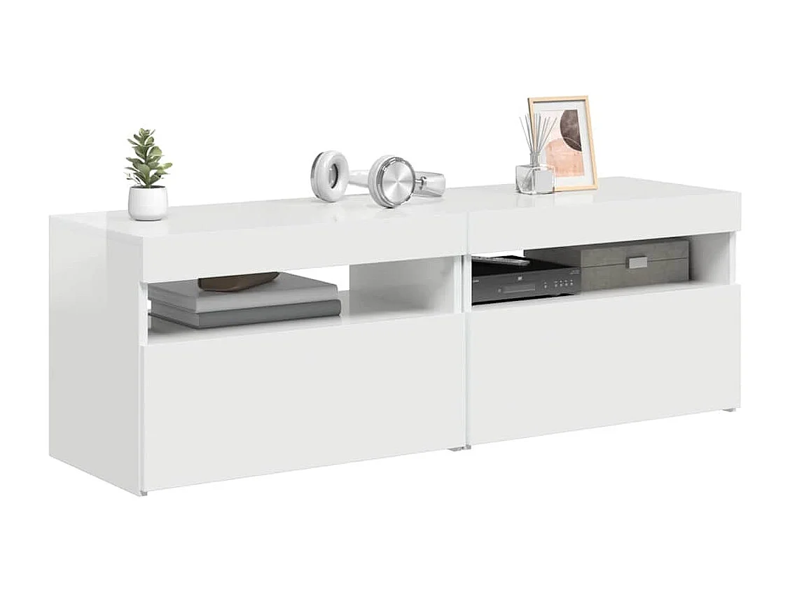 Meubles TV avec lumières LED 2 pcs blanc brillant 60x35x40 cm
