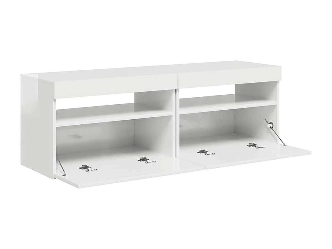 Meubles TV avec lumières LED 2 pcs blanc brillant 60x35x40 cm