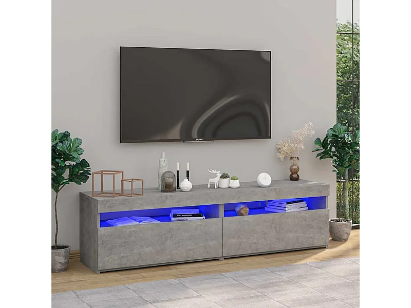 Tv-meubelen 2 st met LED-verlichting 75x35x40 cm betongrijs
