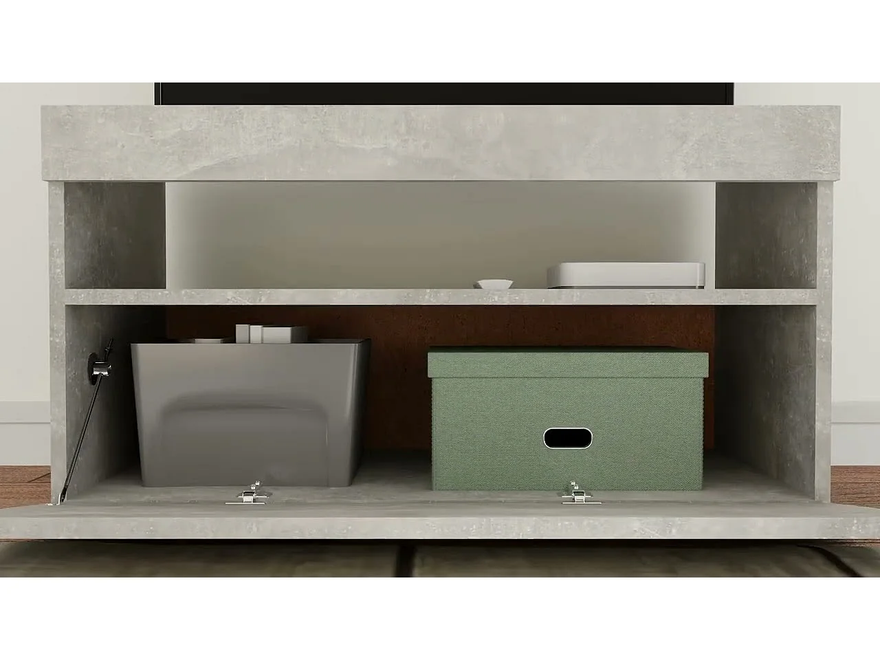 Meubles TV 2 pcs avec lumières LED Gris béton 75x35x40 cm