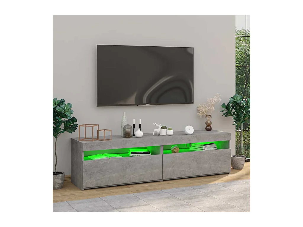 Tv-meubelen 2 st met LED-verlichting 75x35x40 cm betongrijs