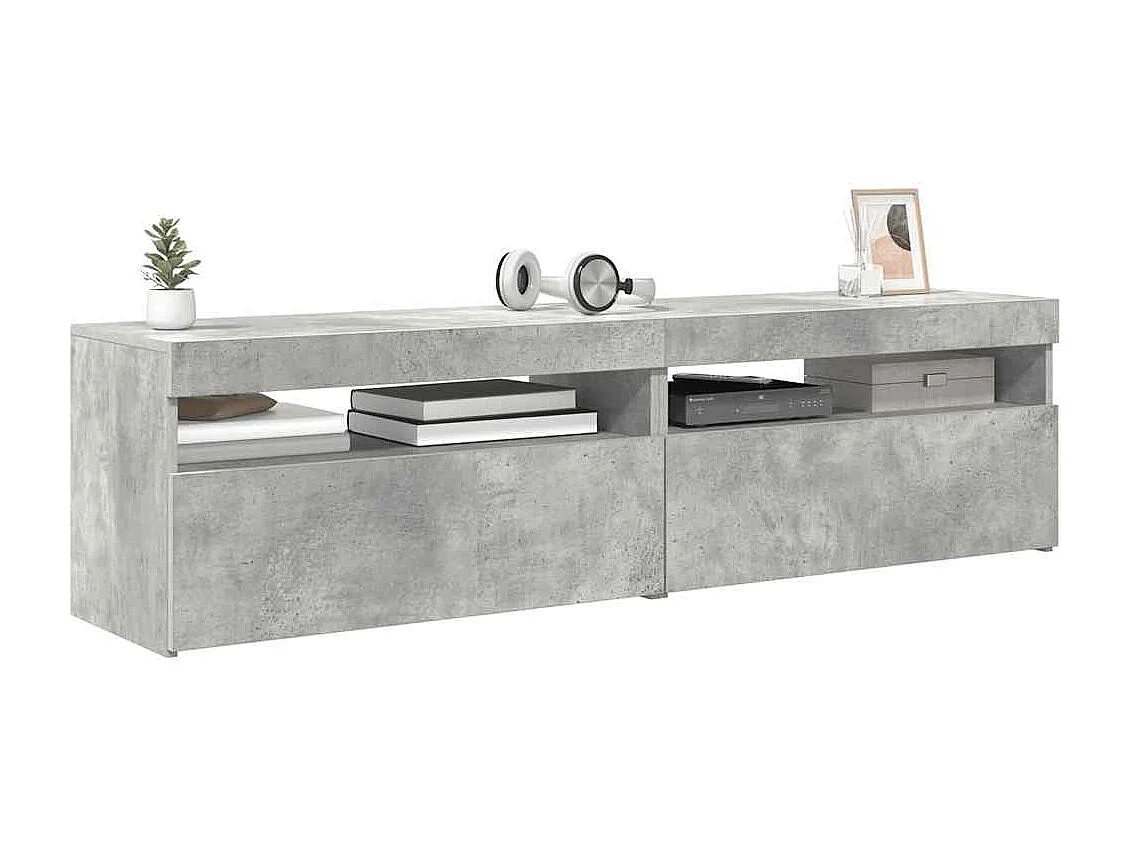 Tv-meubelen 2 st met LED-verlichting 75x35x40 cm betongrijs