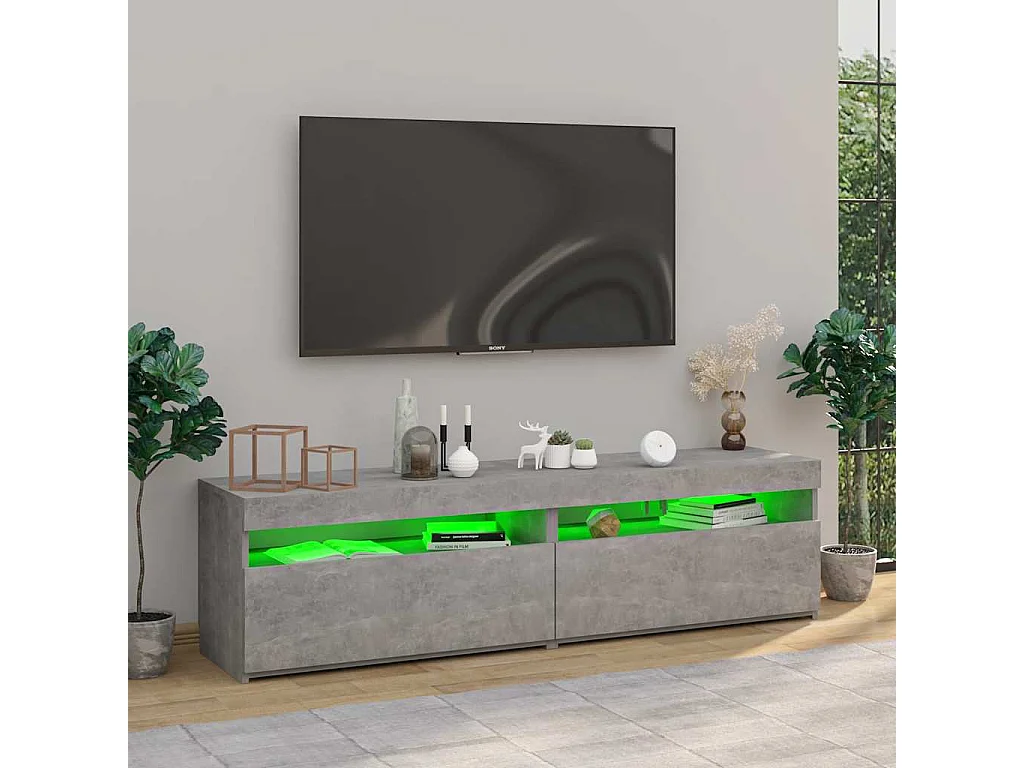Móveis de TV com luzes LED 2 pcs 75x35x40 cm cinzento cimento