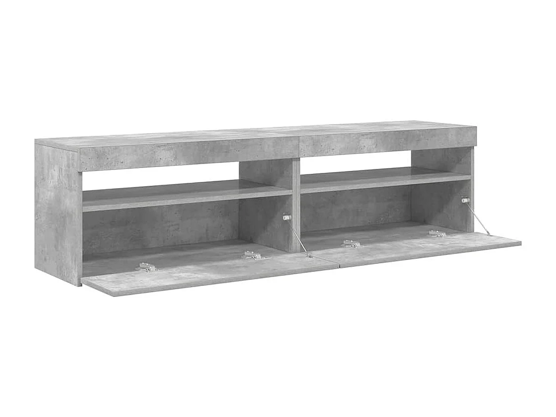 Meubles TV 2 pcs avec lumières LED Gris béton 75x35x40 cm