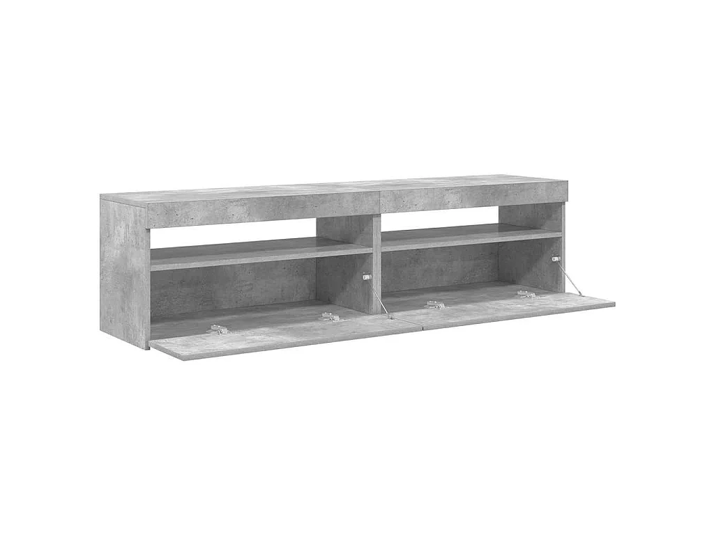 TV-Schränke 2 Stk. mit LED-Leuchten Betongrau 75x35x40 cm