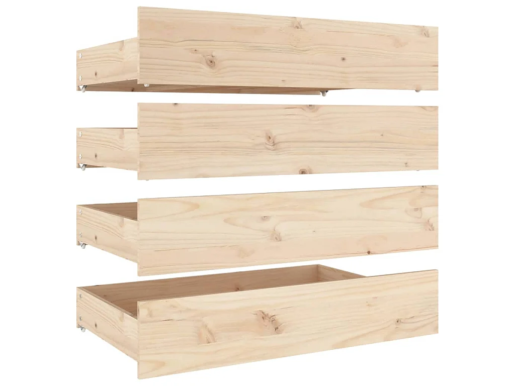 Tiroirs de lit 4 pcs Bois de pin massif
