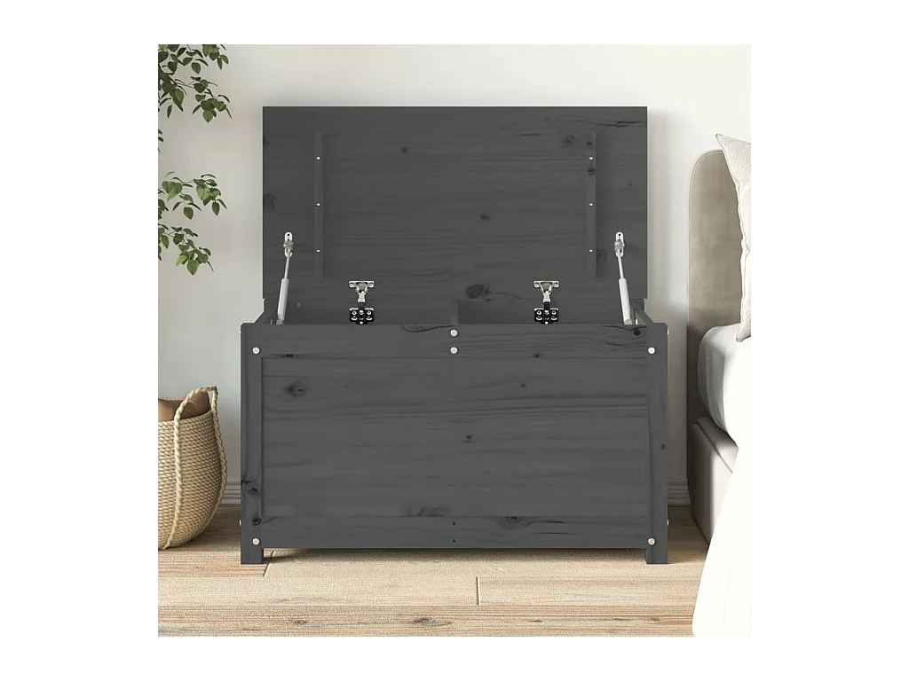 Boîte de rangement Gris 80x40x45,5 cm Bois massif de pin