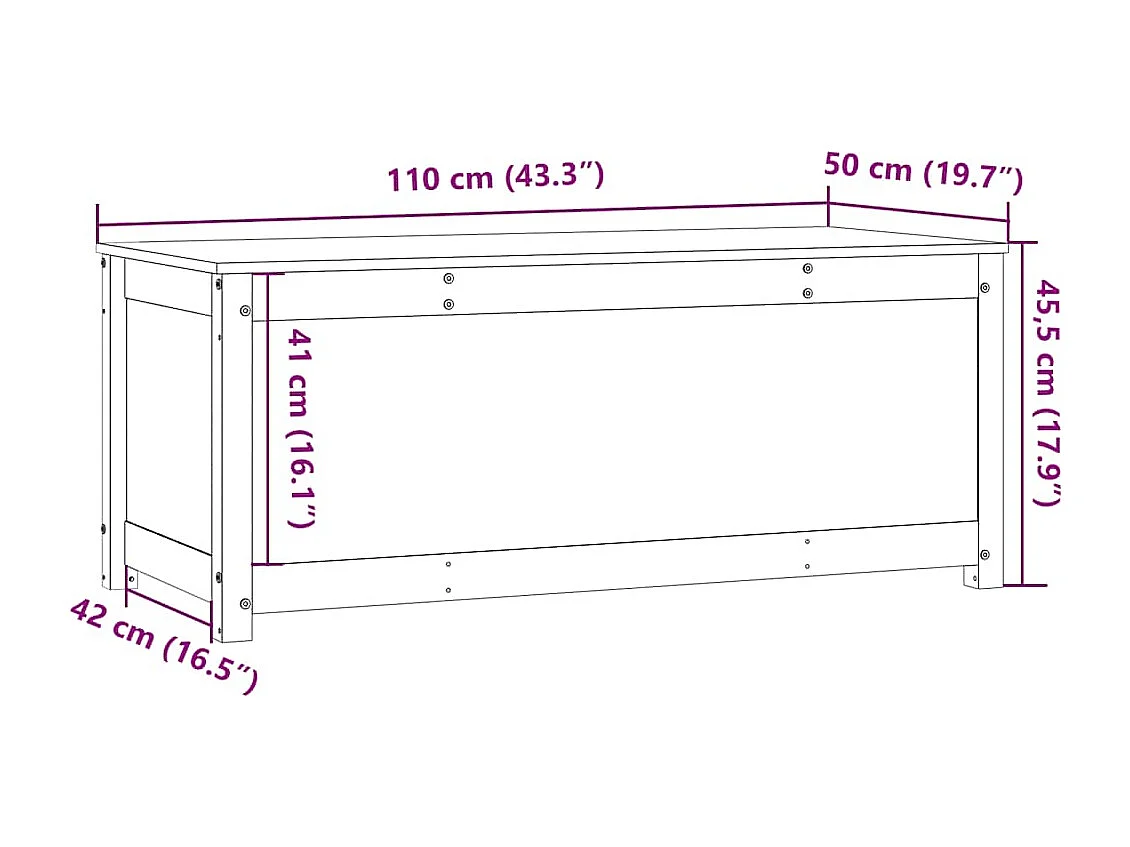 Boîte de rangement 110x50x45,5 cm Bois massif de pin