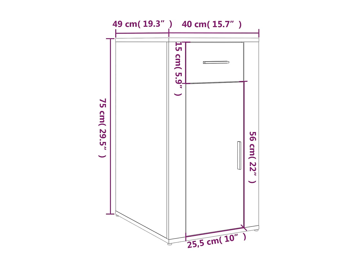 Armoire de bureau Gris béton 40x49x75 cm Bois d'ingénierie