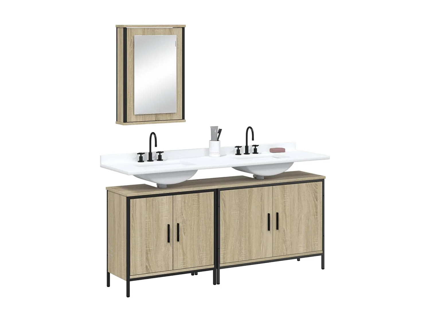 Ensemble de meubles de salle de bain 3 pcs chêne sonoma