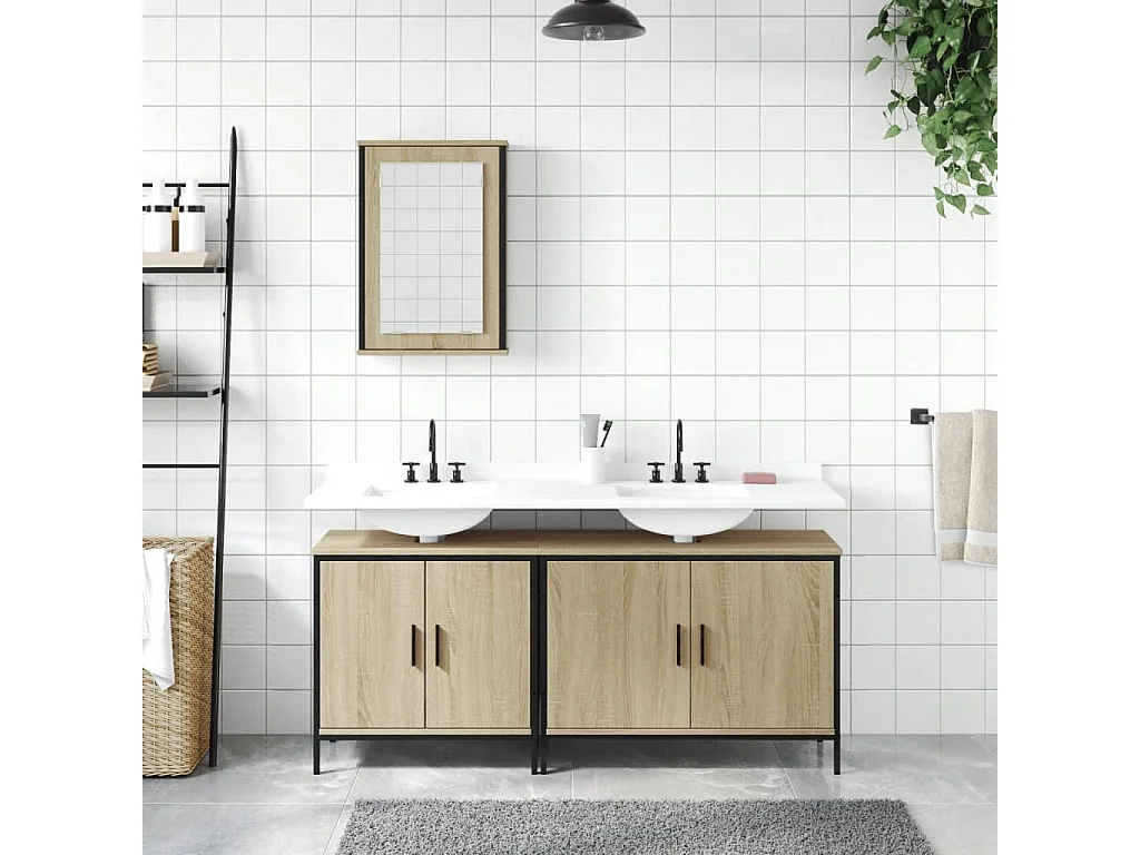 Ensemble de meubles de salle de bain 3 pcs chêne sonoma