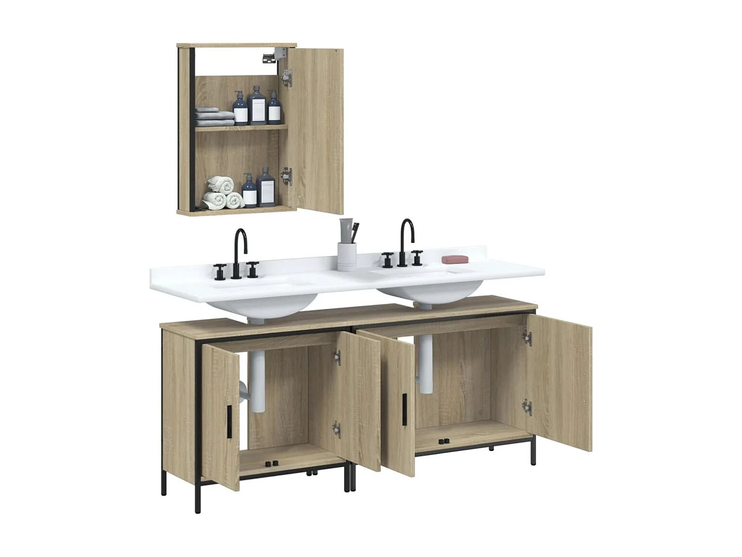 Ensemble de meubles de salle de bain 3 pcs chêne sonoma