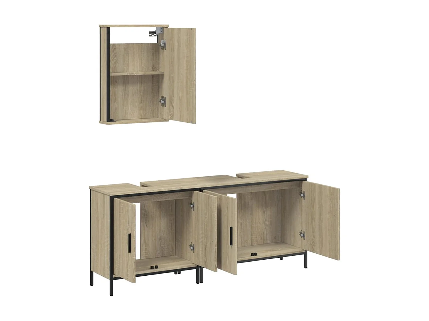 Ensemble de meubles de salle de bain 3 pcs chêne sonoma