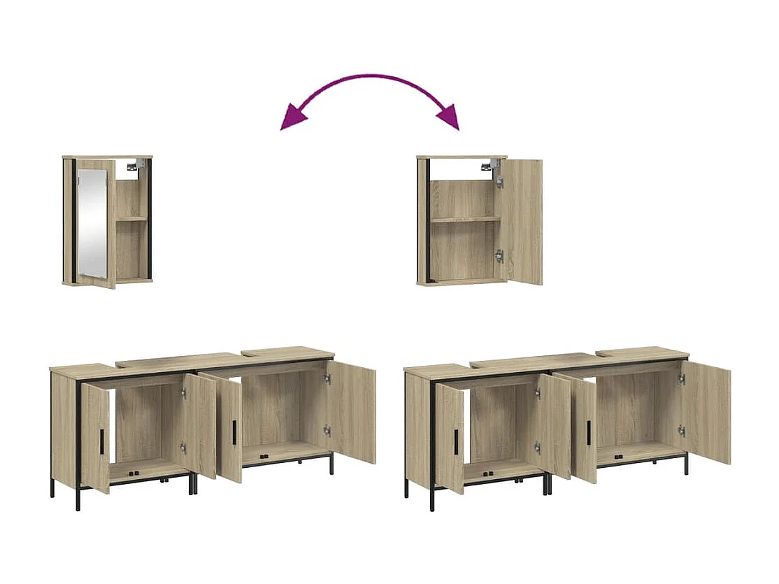 Ensemble de meubles de salle de bain 3 pcs chêne sonoma