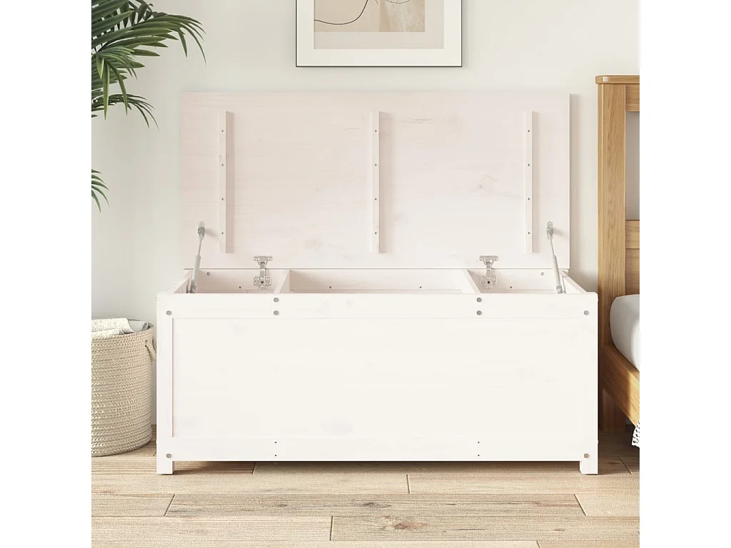 Truhe Weiß 110x50x45,5 cm Massivholz Kiefer