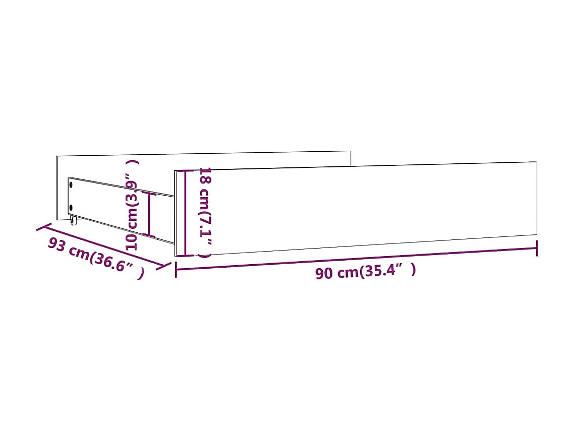 Tiroirs de lit 2 pcs blanc Bois de pin massif