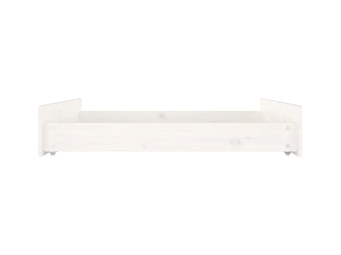 Tiroirs de lit 2 pcs blanc Bois de pin massif