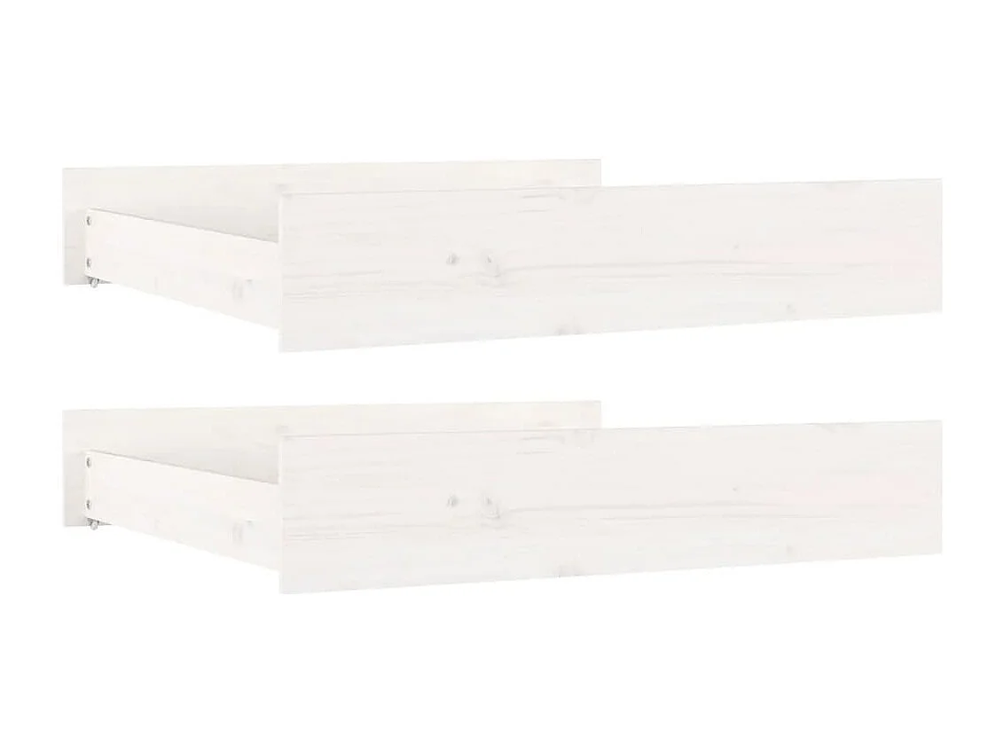 Tiroirs de lit 2 pcs blanc Bois de pin massif