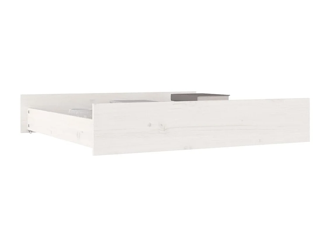 Tiroirs de lit 2 pcs blanc Bois de pin massif