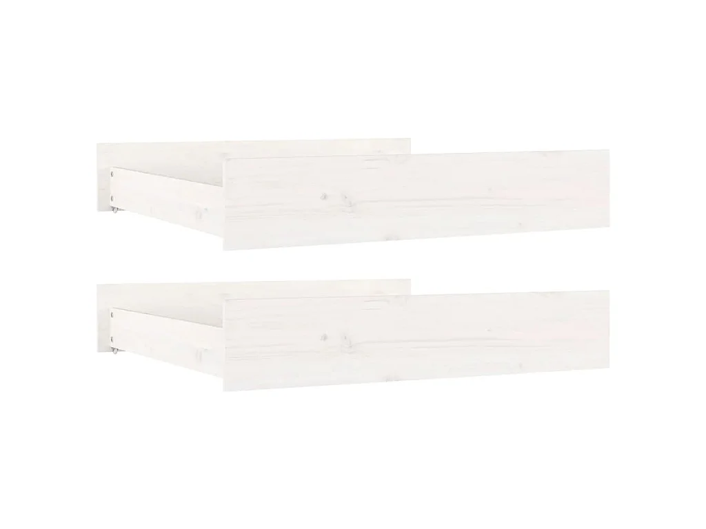 Tiroirs de lit 2 pcs blanc Bois de pin massif