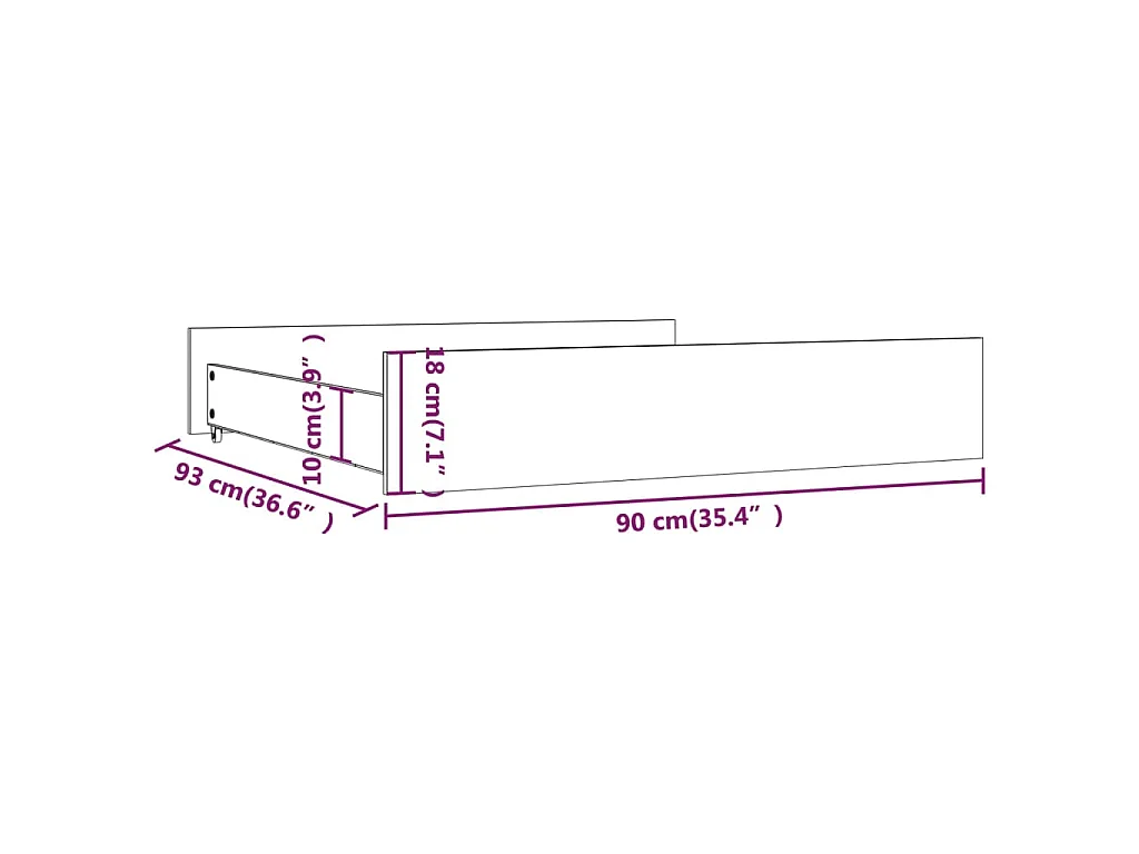 Tiroirs de lit 2 pcs blanc Bois de pin massif