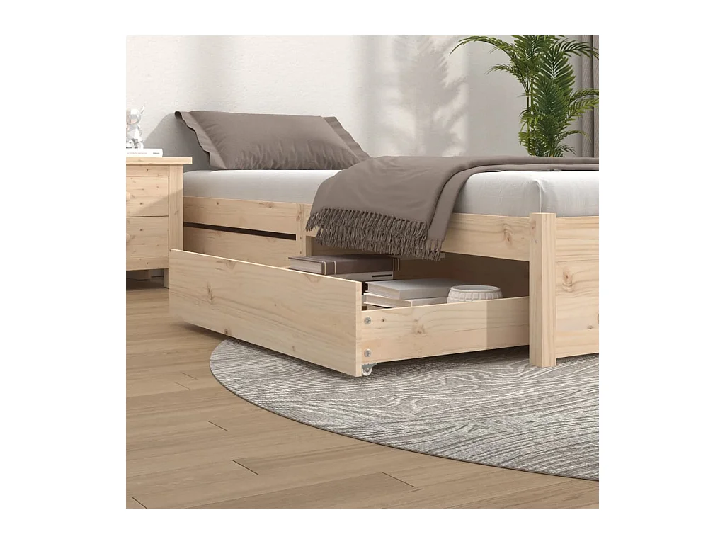 Tiroirs de lit 2 pcs bois de pin massif