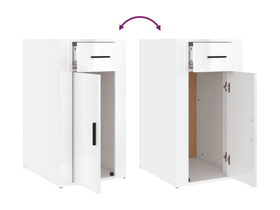 Armoire de bureau Blanc brillant 40x49x75 cm Bois d'ingénierie