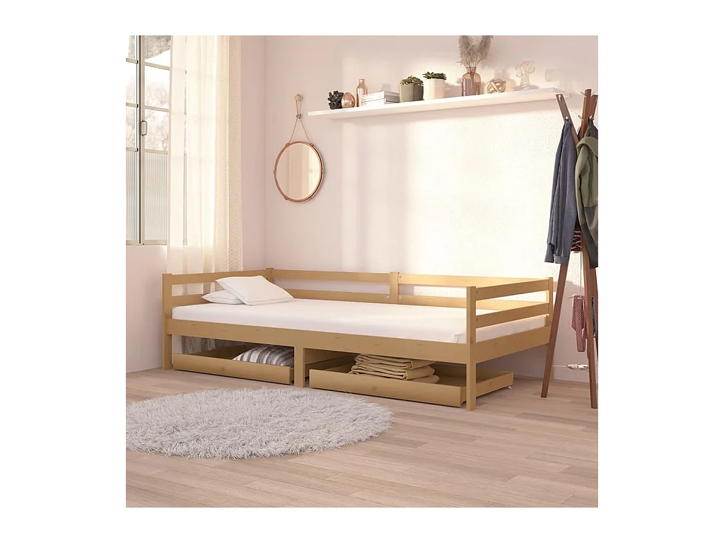 Cajones para sofá cama 2 piezas madera maciza pino marrón miel