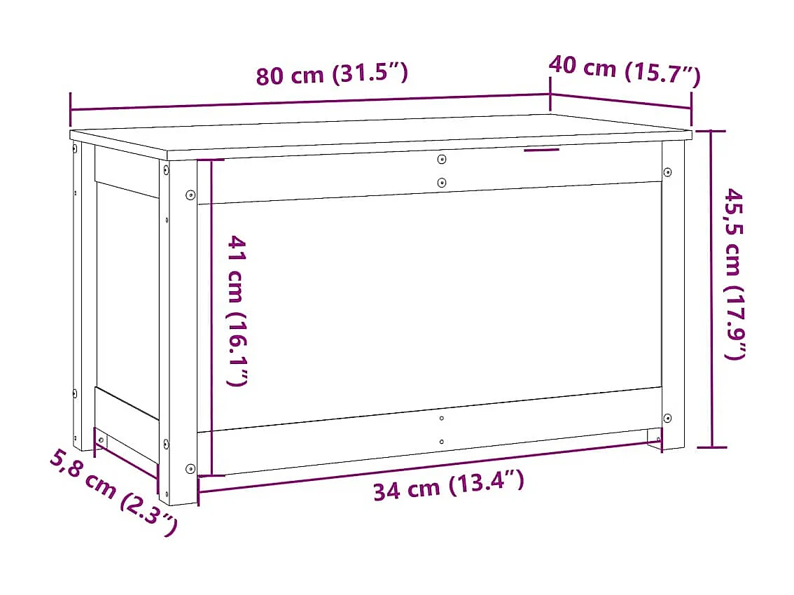 Truhe Schwarz 80x40x45,5 cm Massivholz Kiefer