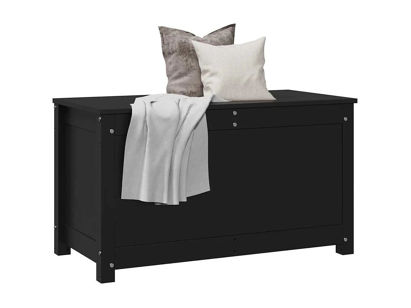 Truhe Schwarz 80x40x45,5 cm Massivholz Kiefer