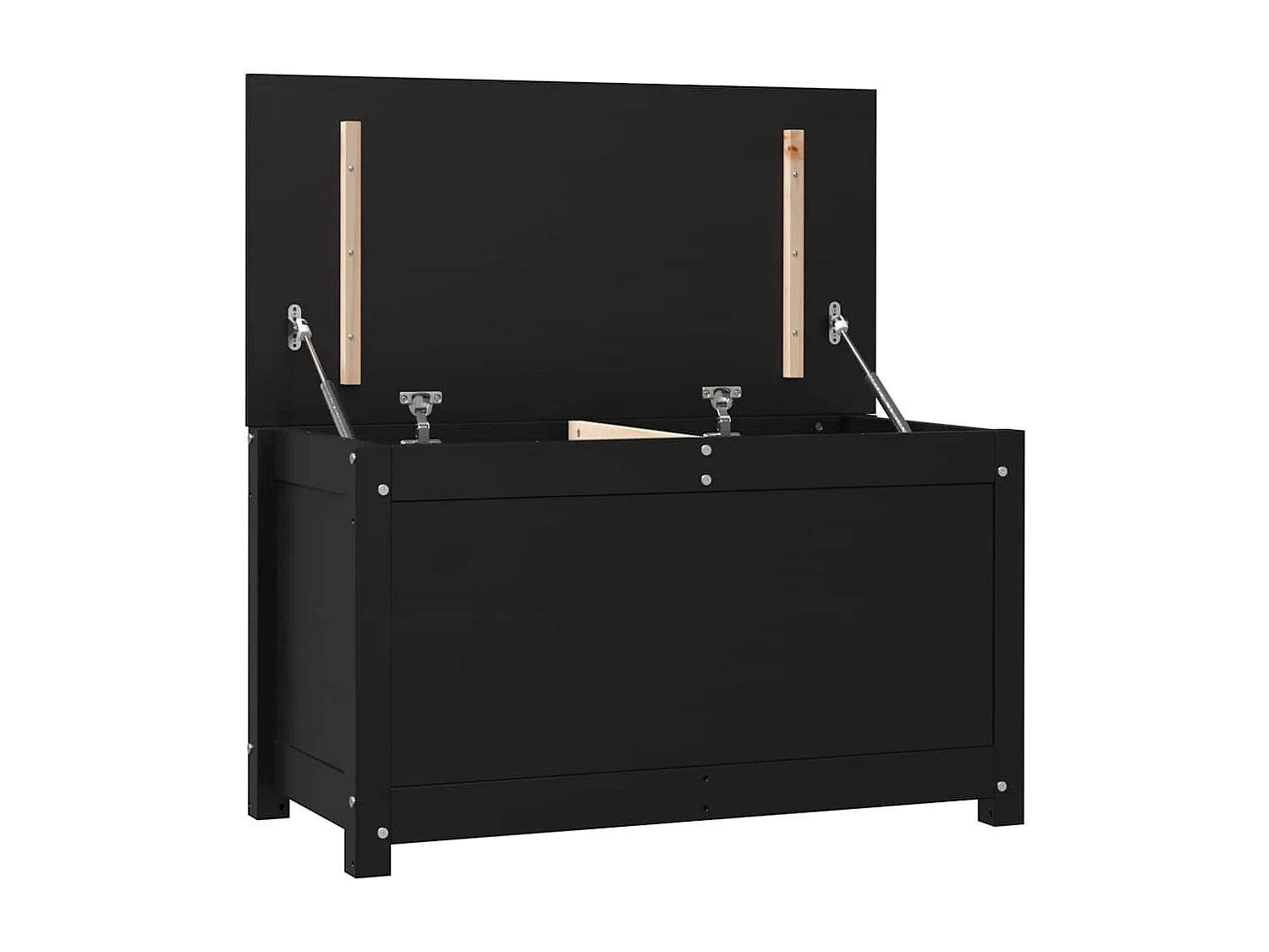 Truhe Schwarz 80x40x45,5 cm Massivholz Kiefer