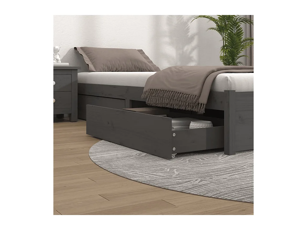 Bettschubladen 4 Stk. Grau Massivholz Kiefer
