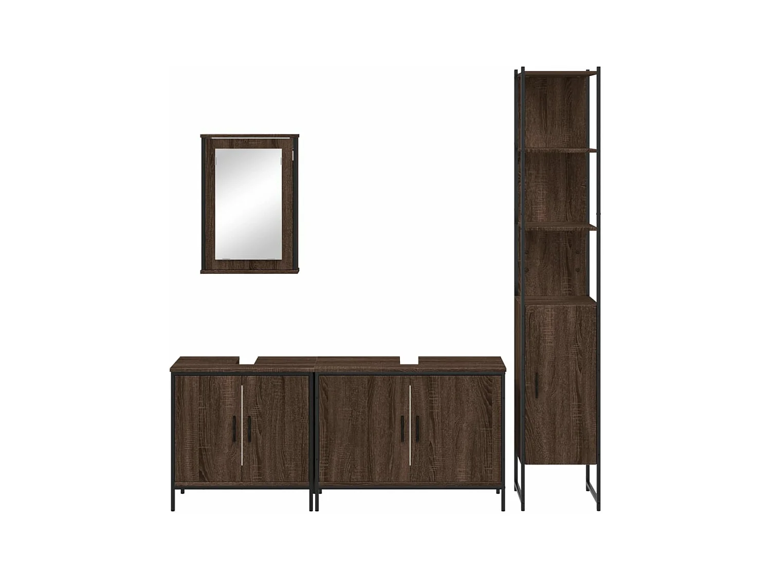 Set de muebles baño 4 pzas madera contrachapada roble marrón