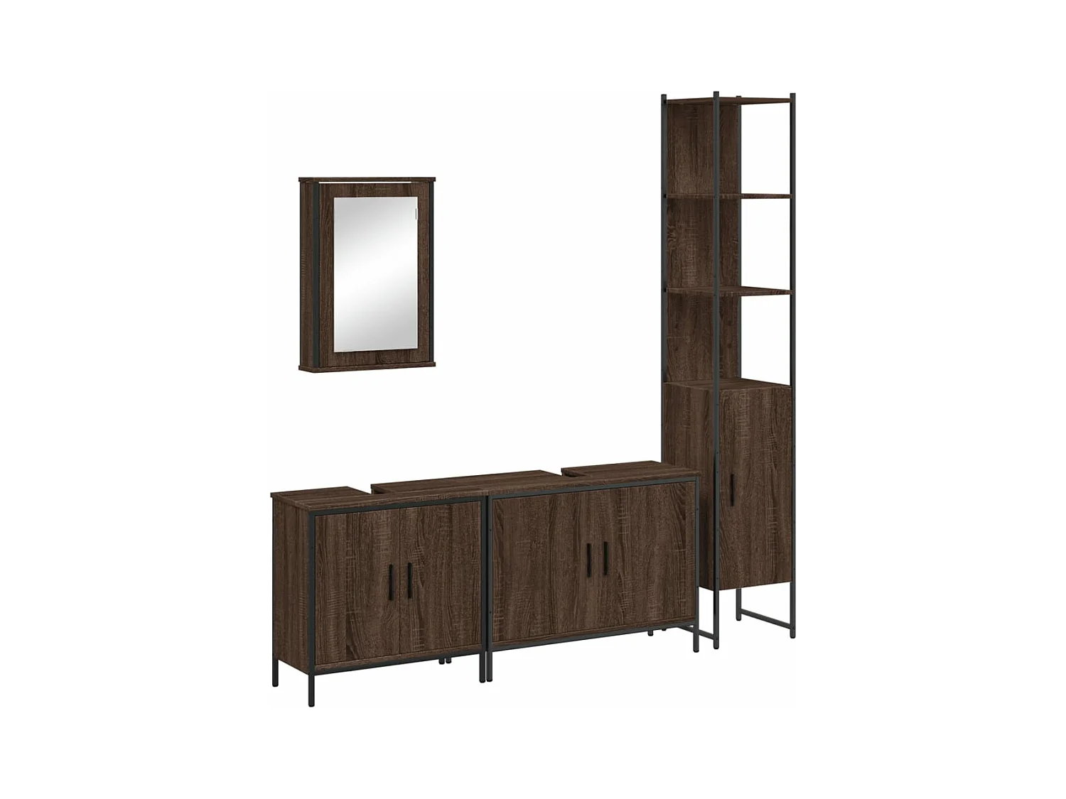 Set de muebles baño 4 pzas madera contrachapada roble marrón