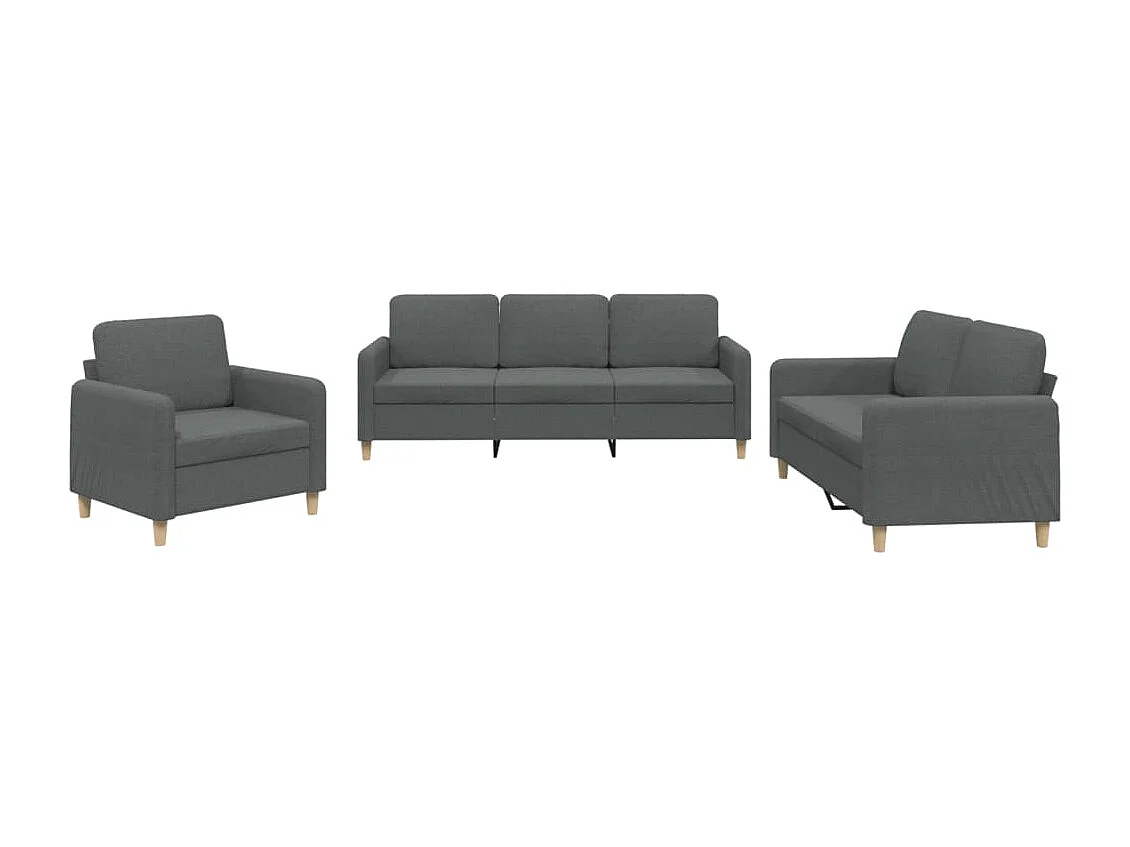 Ensemble de canapés 3 pcs avec coussins Gris foncé Tissu