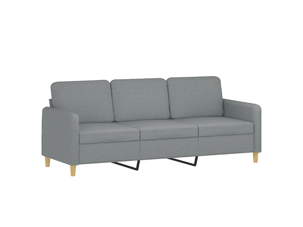 Set Divani 3 pz con Cuscini Grigio Chiaro in Tessuto