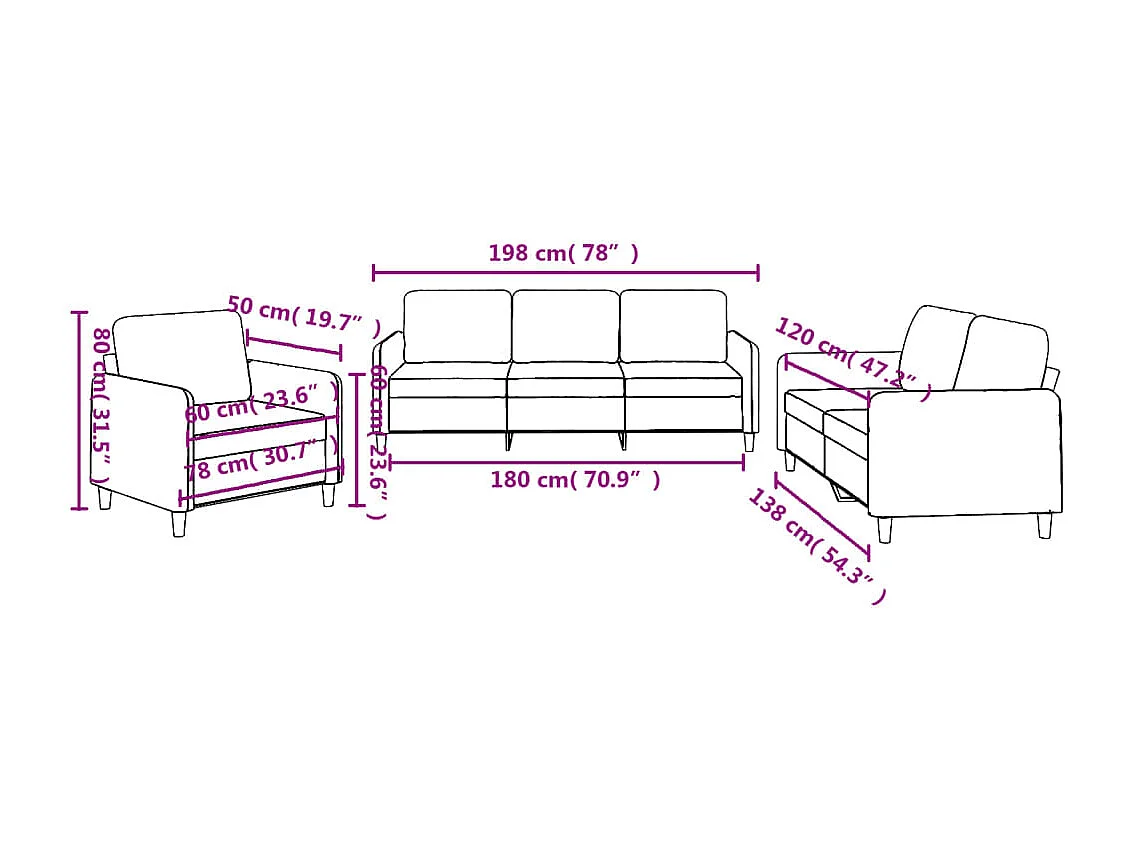 Ensemble de canapés 3 pcs avec coussins Gris clair Tissu