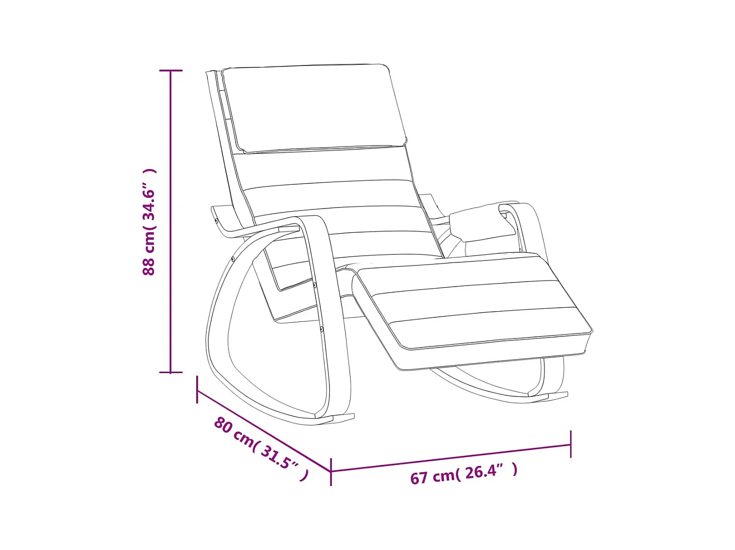 Chaise à bascule Noir Tissu