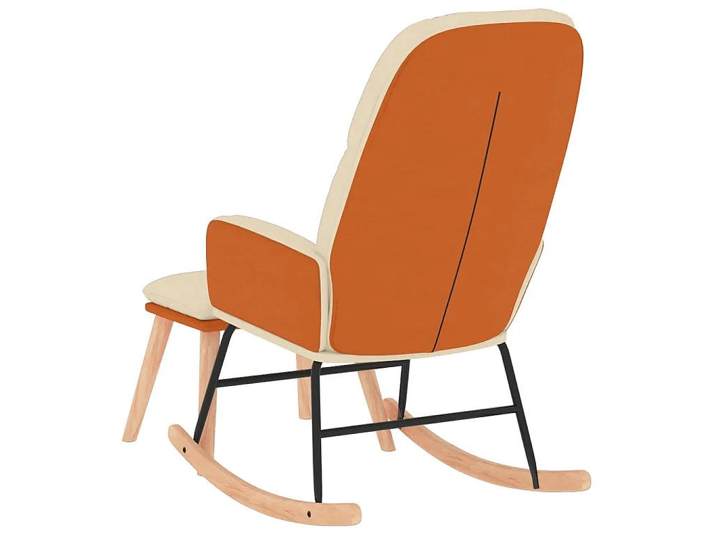 Silla mecedora con reposapiés tela blanco crema