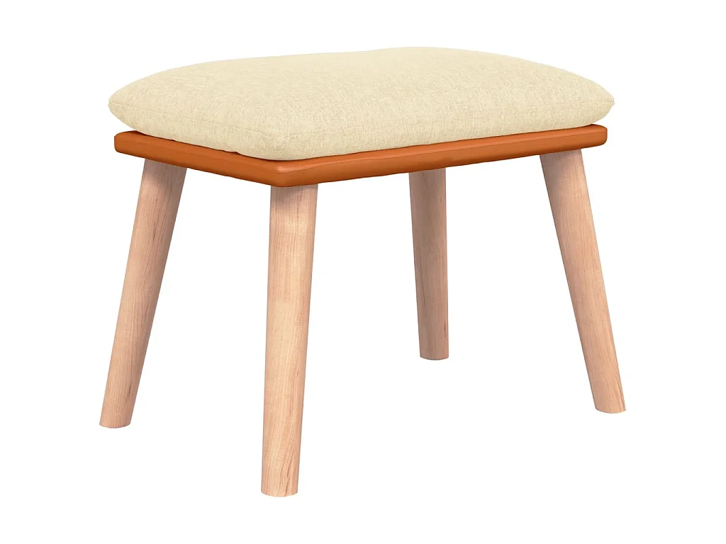 Silla mecedora con reposapiés tela blanco crema