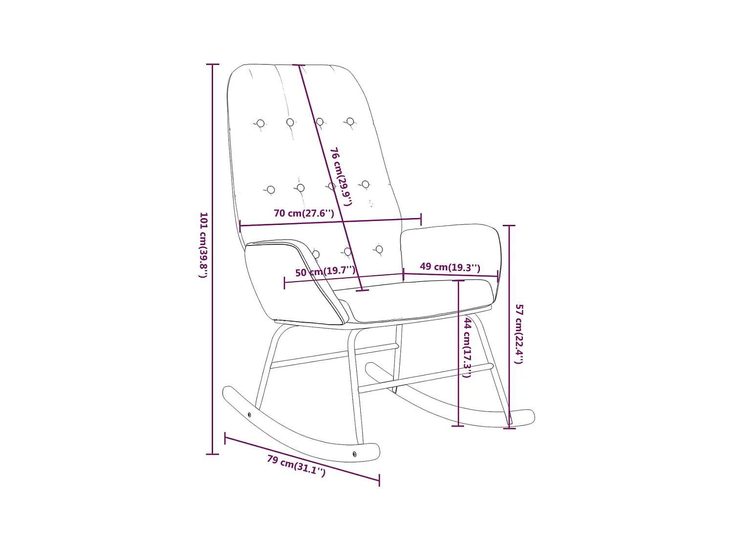 Chaise à bascule Jaune moutarde Tissu