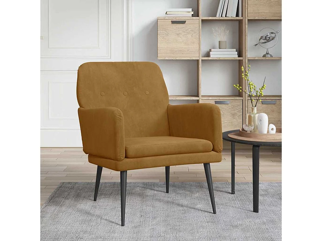 Poltrona Marrone 62x79x79 cm Velluto
