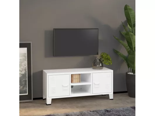 Kauf Unique TV-Schrank Industrie-Stil Weiß 105x35x42 cm Metall